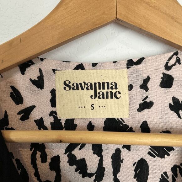 Savanna Jane Leopard Animal Floral Embroidered Mini Dress Women's Size Small - Picture 6 of 6